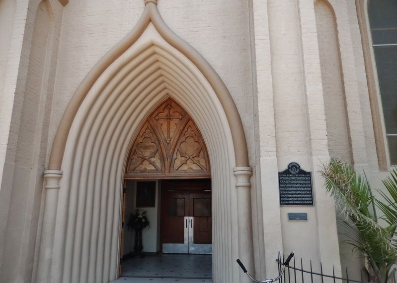 Father Pierre Yves Keralum Marker (<i>wide view; marker is just right of doorway</i>) image. Click for full size.