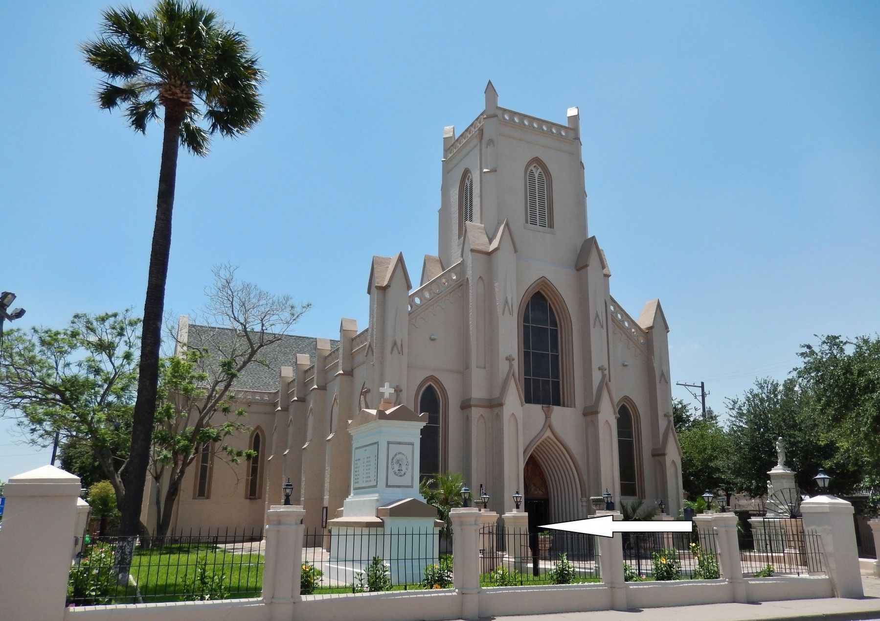 Immaculate Conception Cathedral (<i>marker visible edge-on near bottom center of photograph</i> image. Click for full size.