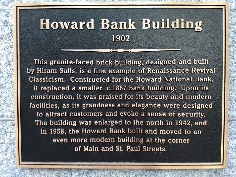 Howard Bank Building Marker image. Click for full size.