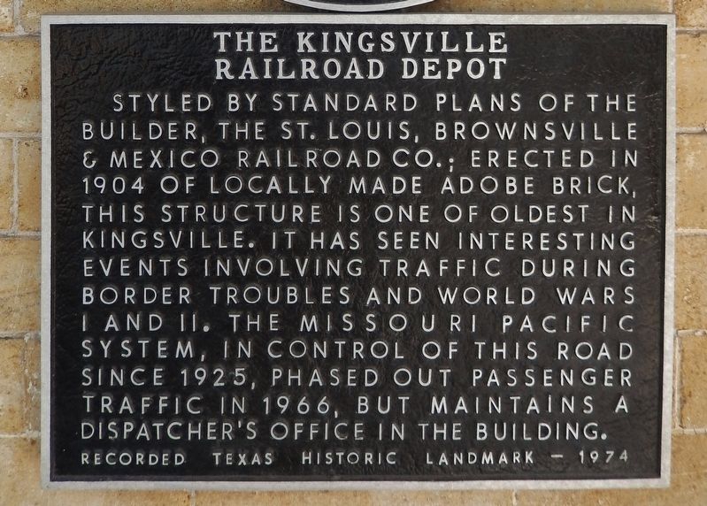 The Kingsville Railroad Depot Marker image. Click for full size.