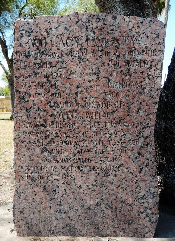 Willacy County Marker. Click for full size. Willacy County Marker image. Click for full size.