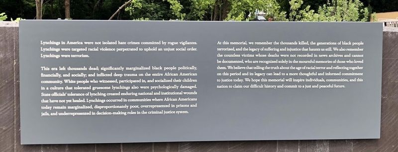 The National Memorial for Peace and Justice Marker image. Click for full size.