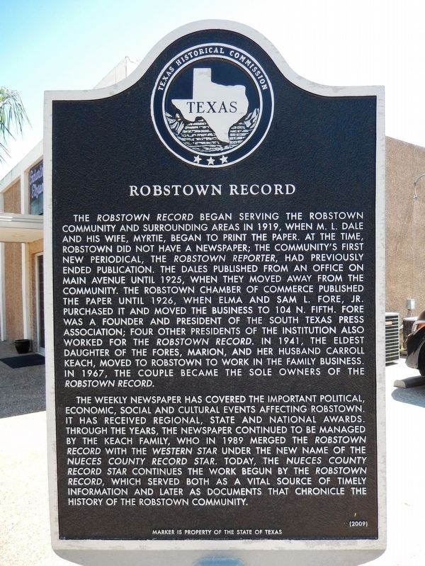 Robstown Record Marker image. Click for full size.