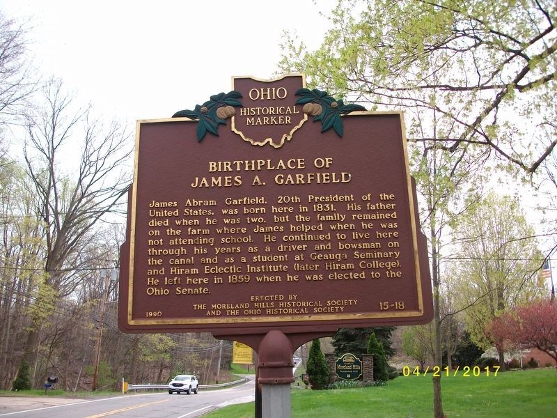Birthplace of James A. Garfield Marker image. Click for full size.