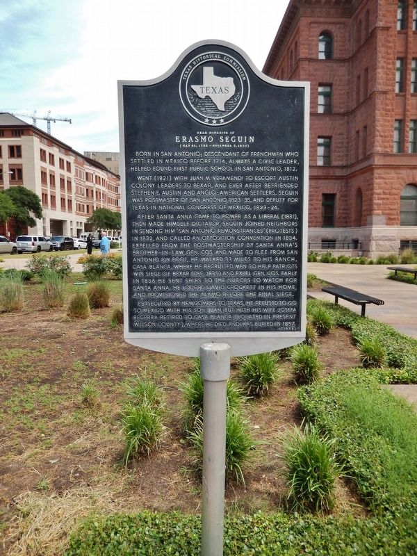 Near Homesite of Erasmo Seguin Marker (<i>tall view</i>). Click for full size. Near Homesite of Erasmo Seguin Marker (<i>tall view</i>) image. Click for full size.