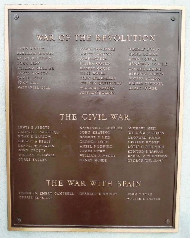 War Memorial Revolution - Civil - Spanish Wars Honor Rolls image. Click for full size.