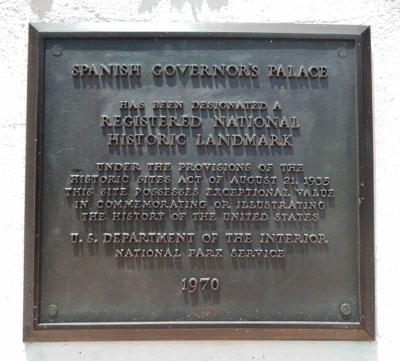 Spanish Governor's Palace - National Historic Landmark Plaque image. Click for full size.