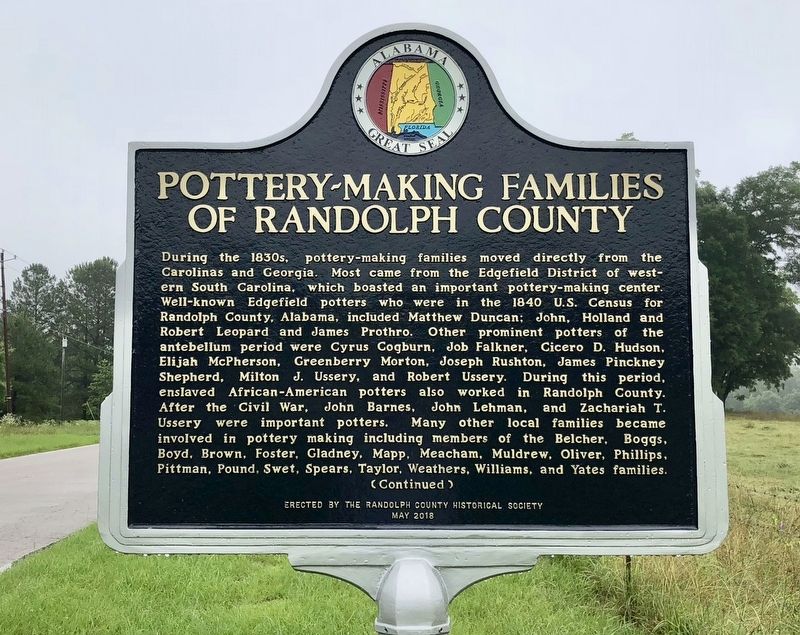 Pottery-Making Families of Randolph County marker image. Click for full size.