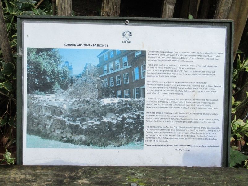 London City Wall - Bastion 13 Marker. Click for full size. London City Wall - Bastion 13 Marker image. Click for full size.