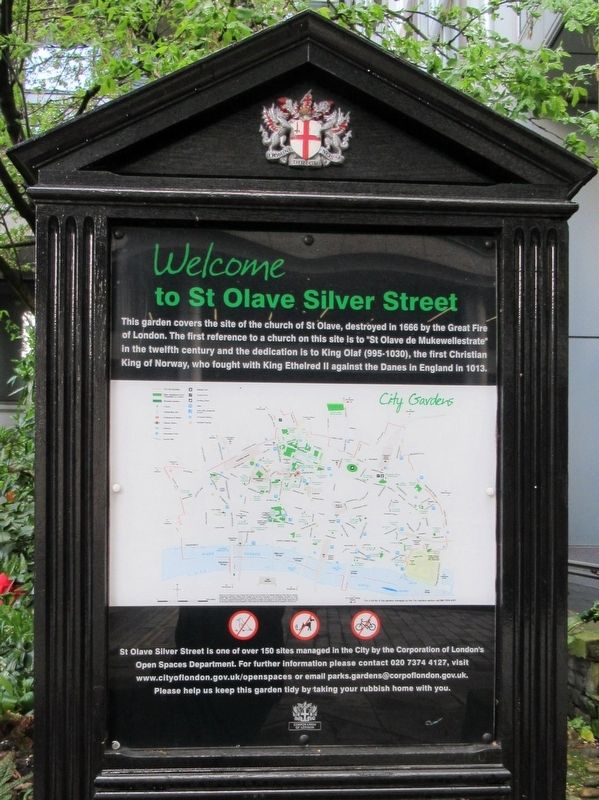 St. Olave Silver Street Marker image. Click for full size.
