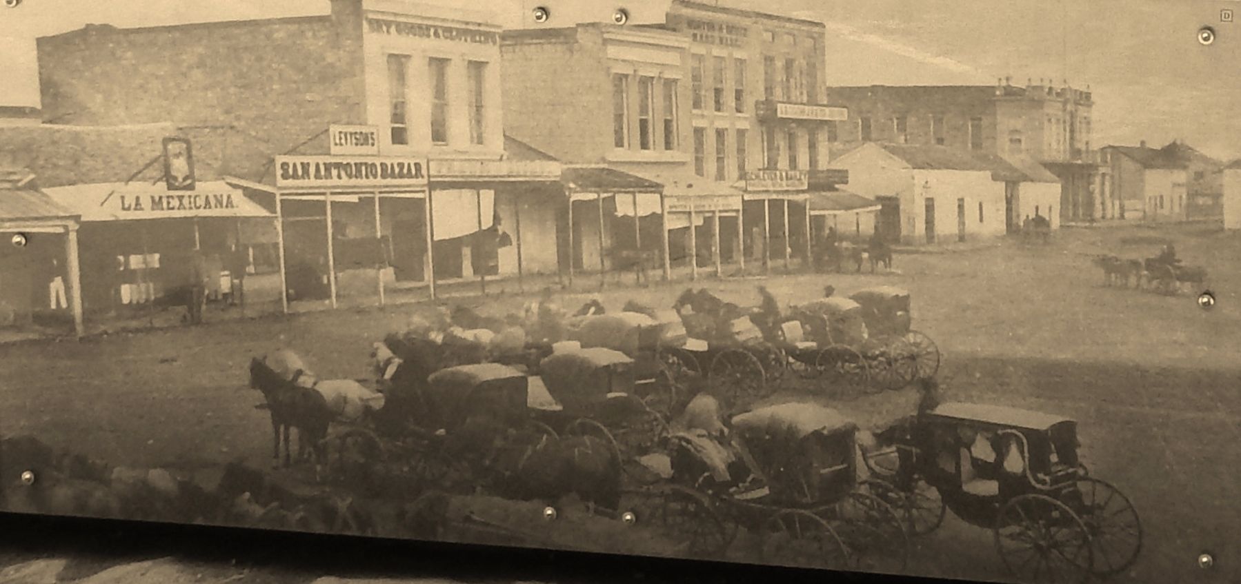 Marker detail: East side of Main Plaza, San Antonio, Texas, 1872. Click for full size. Marker detail: East side of Main Plaza, San Antonio, Texas, 1872 image. Click for full size.