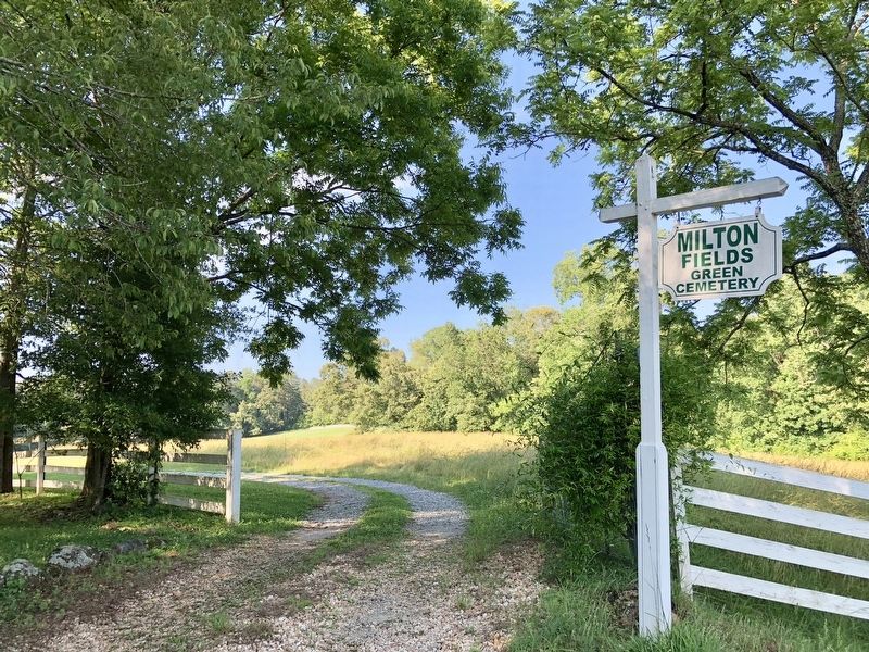 Immediately to right of marker, entrance to the Milton Fields Natural Burial Grounds. image. Click for full size.