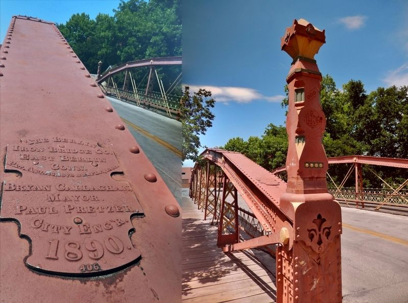 Augusta Street Bridge, Bridge Tower, and Bridge Construction Plaque detail image. Click for full size.