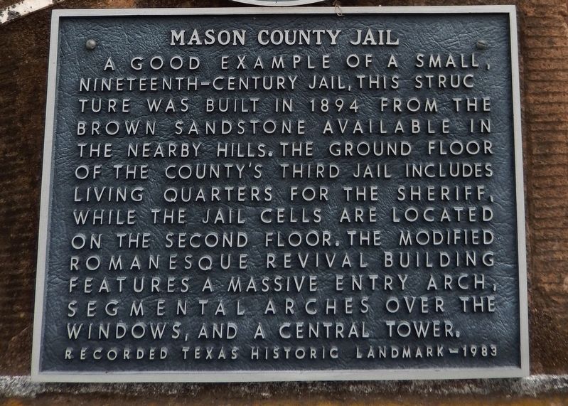 Mason County Jail Marker image. Click for full size.
