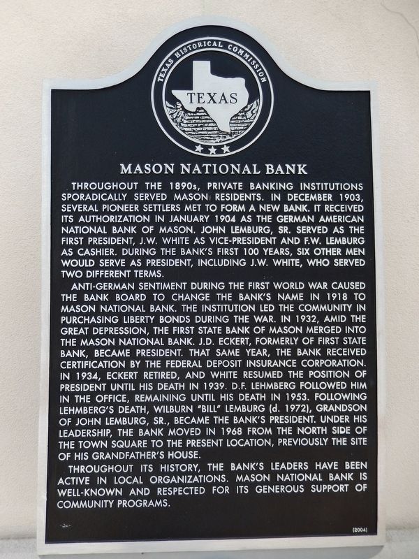 Mason National Bank Marker image. Click for full size.