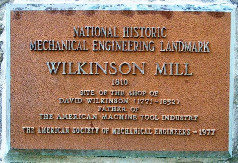 Wilkinson Mill Mechanical Engineering Landmark Marker image. Click for full size.