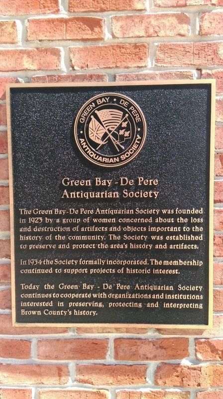 Green Bay - De Pere Antiquarian Society Marker image. Click for full size.