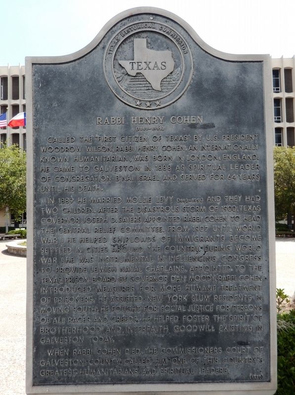 Rabbi Henry Cohen Marker. Click for full size. Rabbi Henry Cohen Marker image. Click for full size.