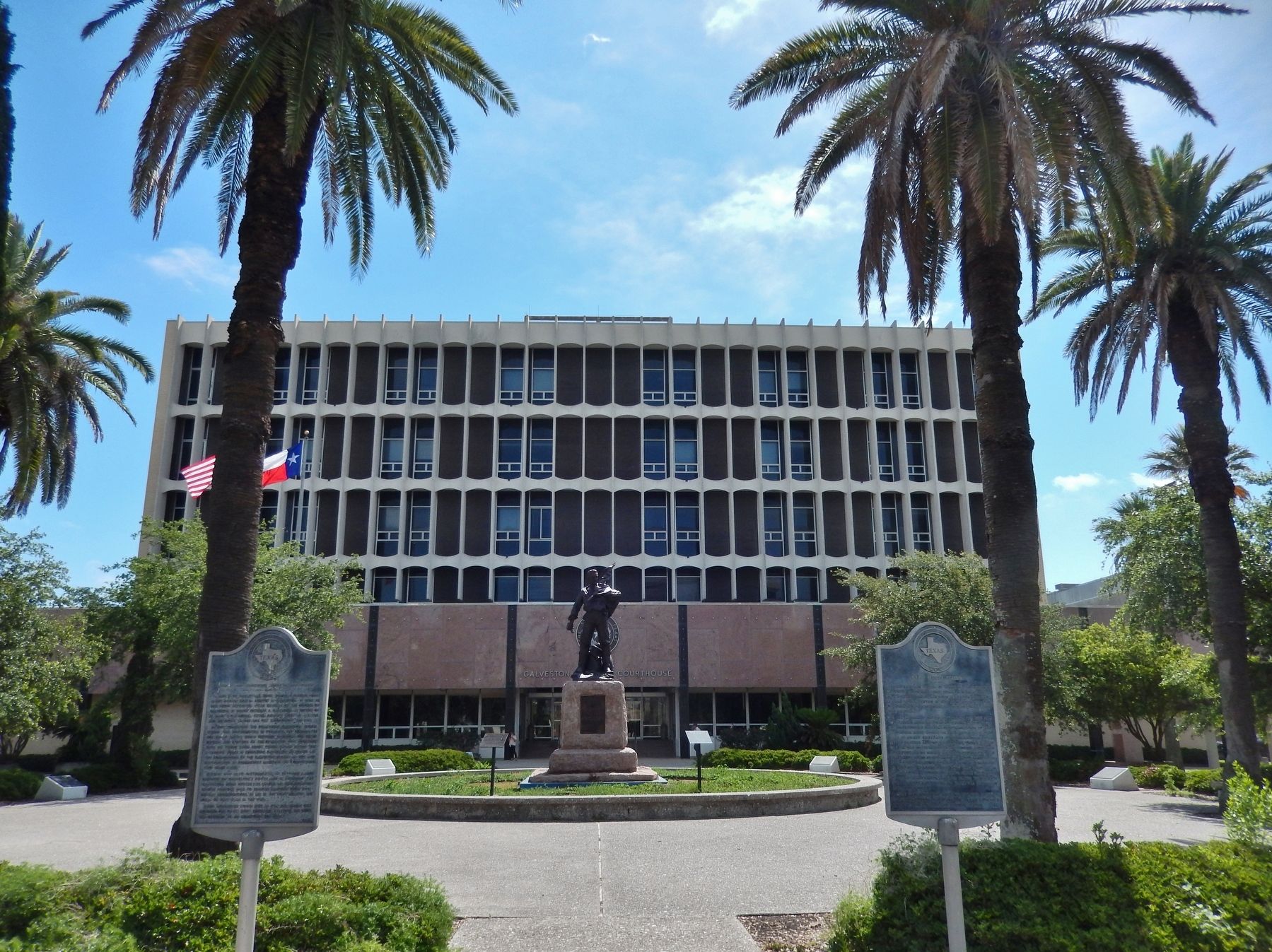 Rabbi Henry Cohen Marker (<i>wide view across plaza; this marker right; unrelated marker left</i>). Click for full size. Rabbi Henry Cohen Marker (<i>wide view across plaza; this marker right; unrelated marker left</i>) image. Click for full size.