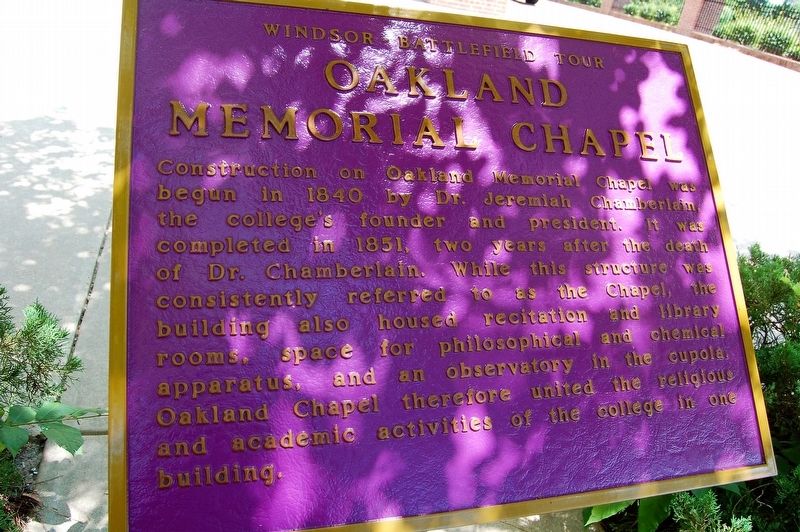 Oakland Memorial Chapel Marker image. Click for full size.