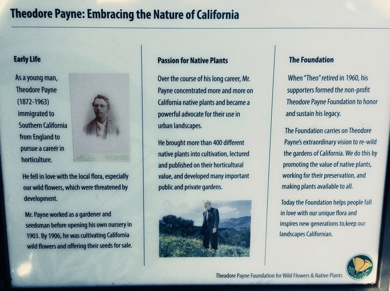 Theodore Payne Marker. Click for full size. Theodore Payne Marker image. Click for full size.
