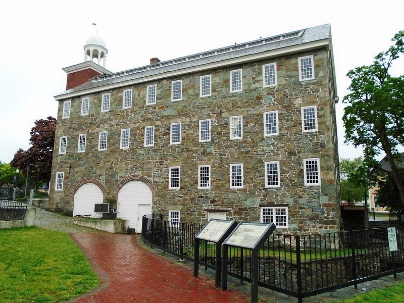 Waterpower Marker (left) and Old Slater Mill Marker (right). Click for full size. Waterpower Marker (left) and Old Slater Mill Marker (right) image. Click for full size.