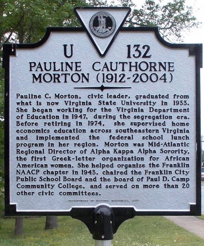 Pauline Cauthorne Morton Marker. image. Click for full size.