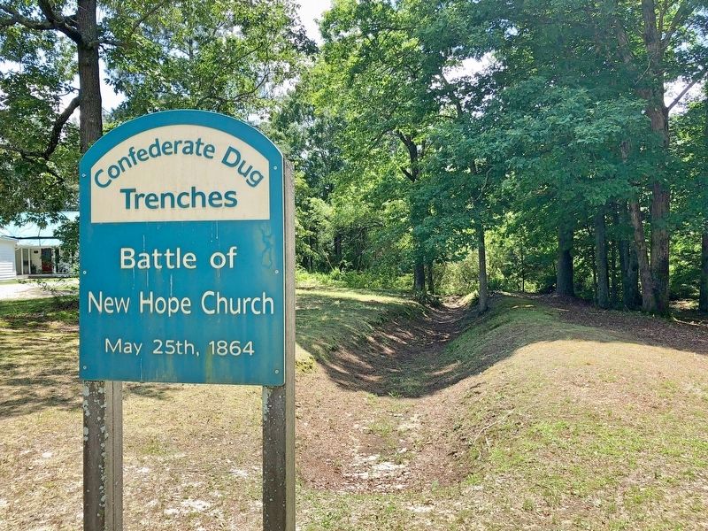 View of Confederate dug trenches on the New Hope Church Battlefield.. Click for full size. View of Confederate dug trenches on the New Hope Church Battlefield. image. Click for full size.
