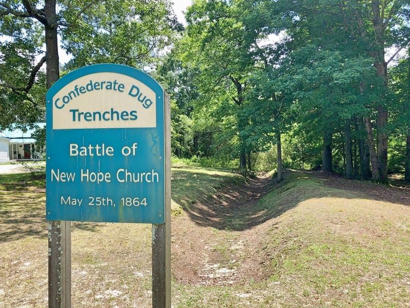 View of Confederate dug trenches on the New Hope Church Battlefield. image. Click for full size.
