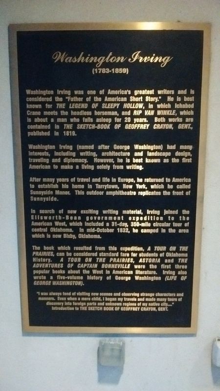 Washington Irving Marker. Click for full size. Washington Irving Marker image. Click for full size.