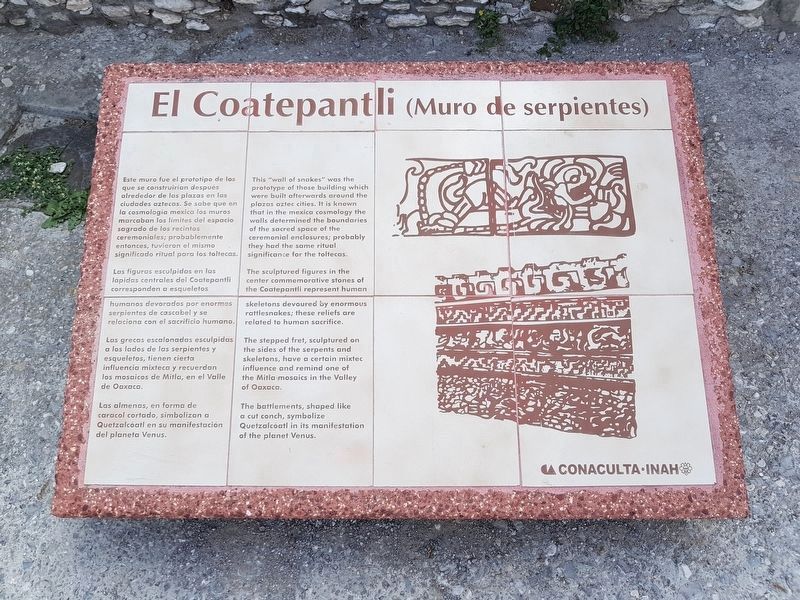 El Coatepantli (Wall of Snakes) Marker. Click for full size. El Coatepantli (Wall of Snakes) Marker image. Click for full size.