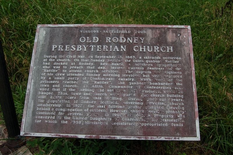 Old Rodney Presbyterian Church Marker. Click for full size. Old Rodney Presbyterian Church Marker image. Click for full size.