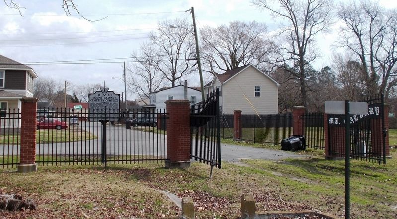 Reverse view of Mount Calvary Cemetery Complex Marker.. Click for full size. Reverse view of Mount Calvary Cemetery Complex Marker. image. Click for full size.
