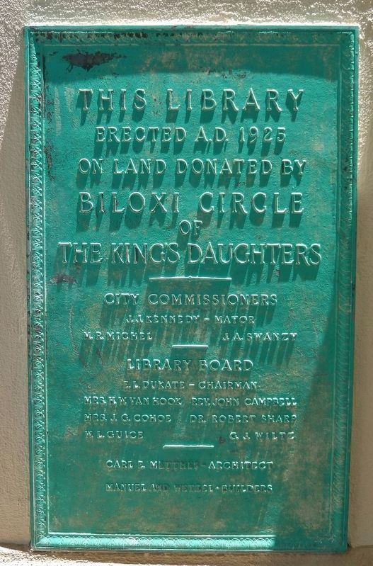 Biloxi Public Library 1925 Marker image. Click for full size.