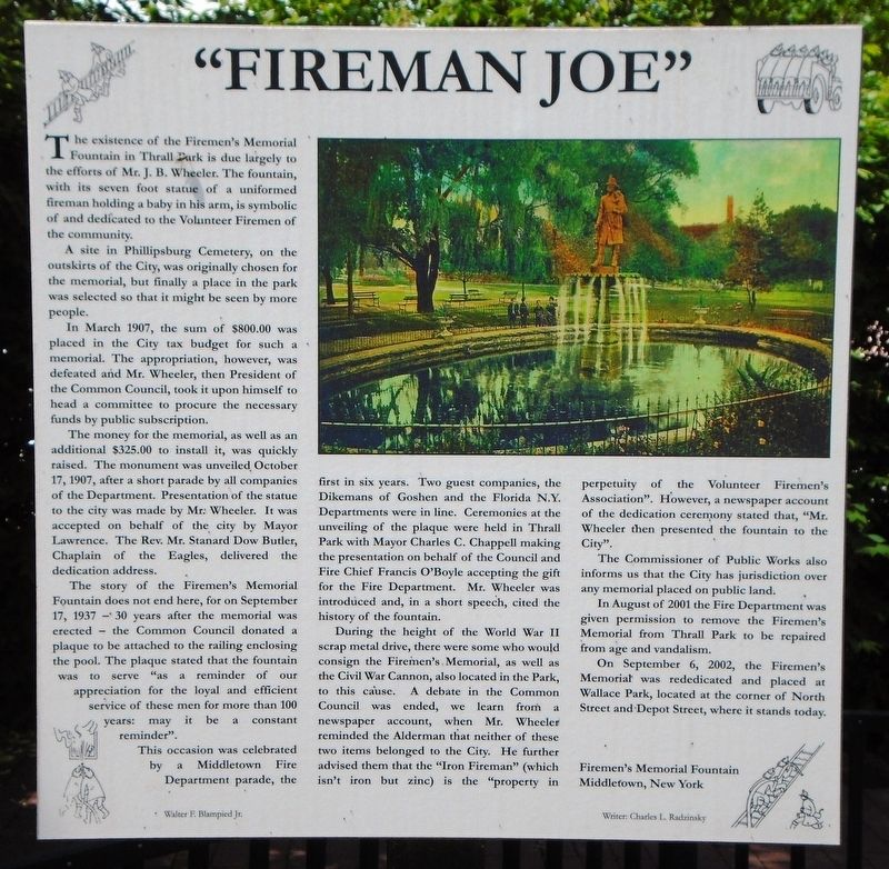 "Fireman Joe" Marker. Click for full size. "Fireman Joe" Marker image. Click for full size.