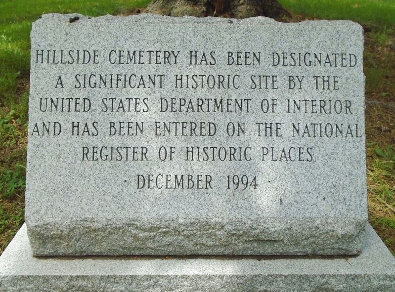 Hillside Cemetery NRHP Marker. Click for full size. Hillside Cemetery NRHP Marker image. Click for full size.