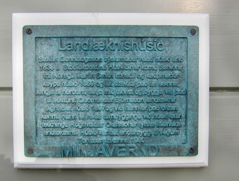 Landlæknihúsið Marker. Click for full size. Landlæknihúsið Marker image. Click for full size.