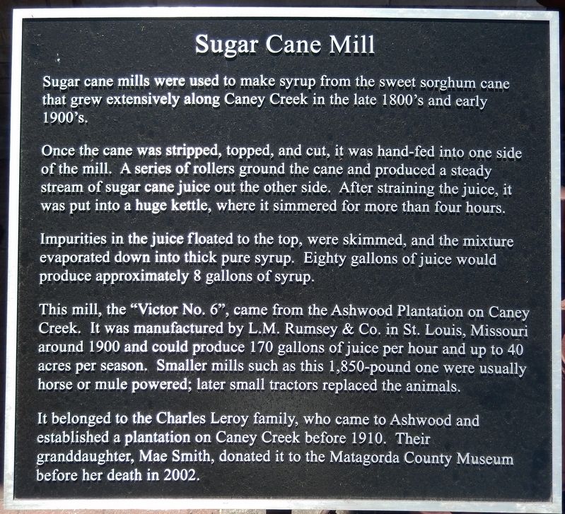 Sugar Cane Mill Marker image. Click for full size.