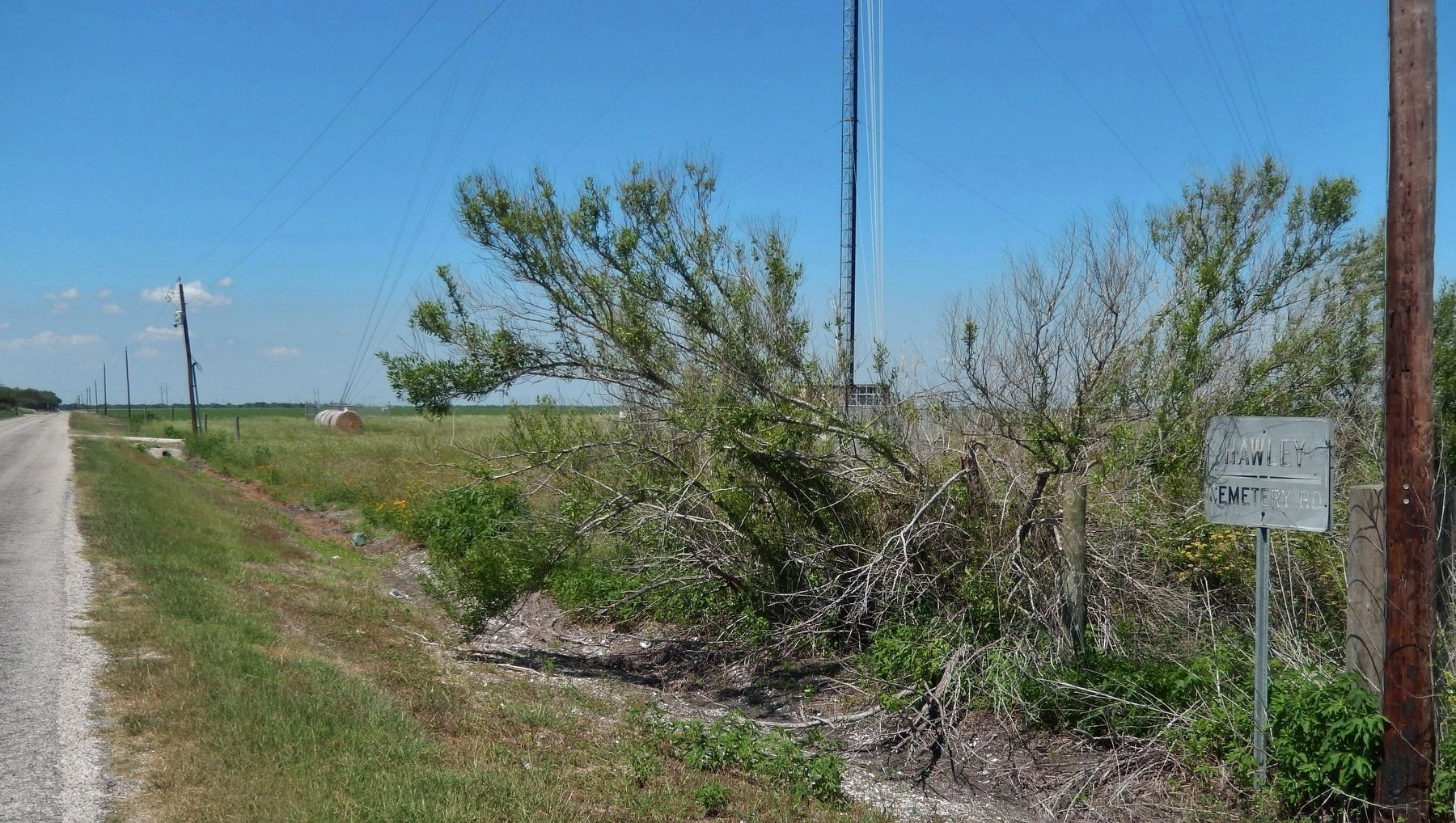 Hawley Cemetery Road (<i>view from near marker; Hawley Cemetery is 1 mile north on this road</i>) image. Click for full size.