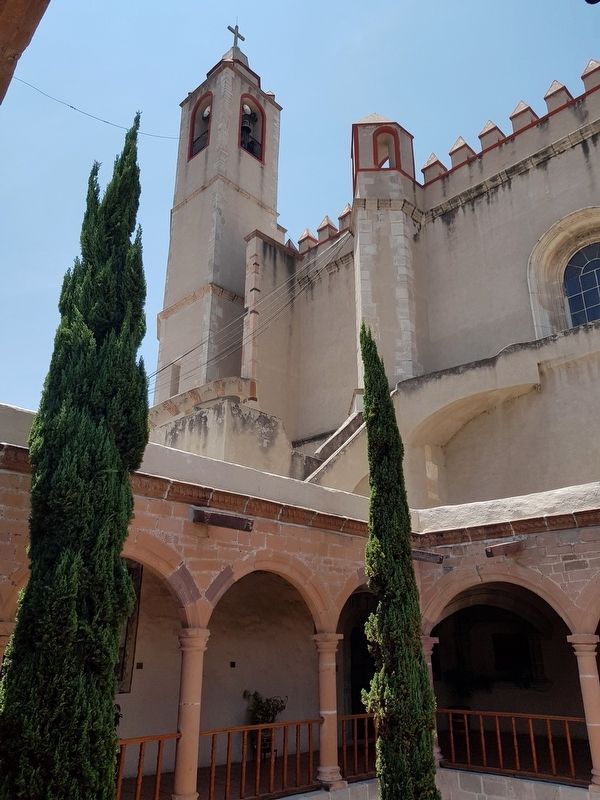 A view of the cathedral's bell tower from an interior courtyard image. Click for full size.