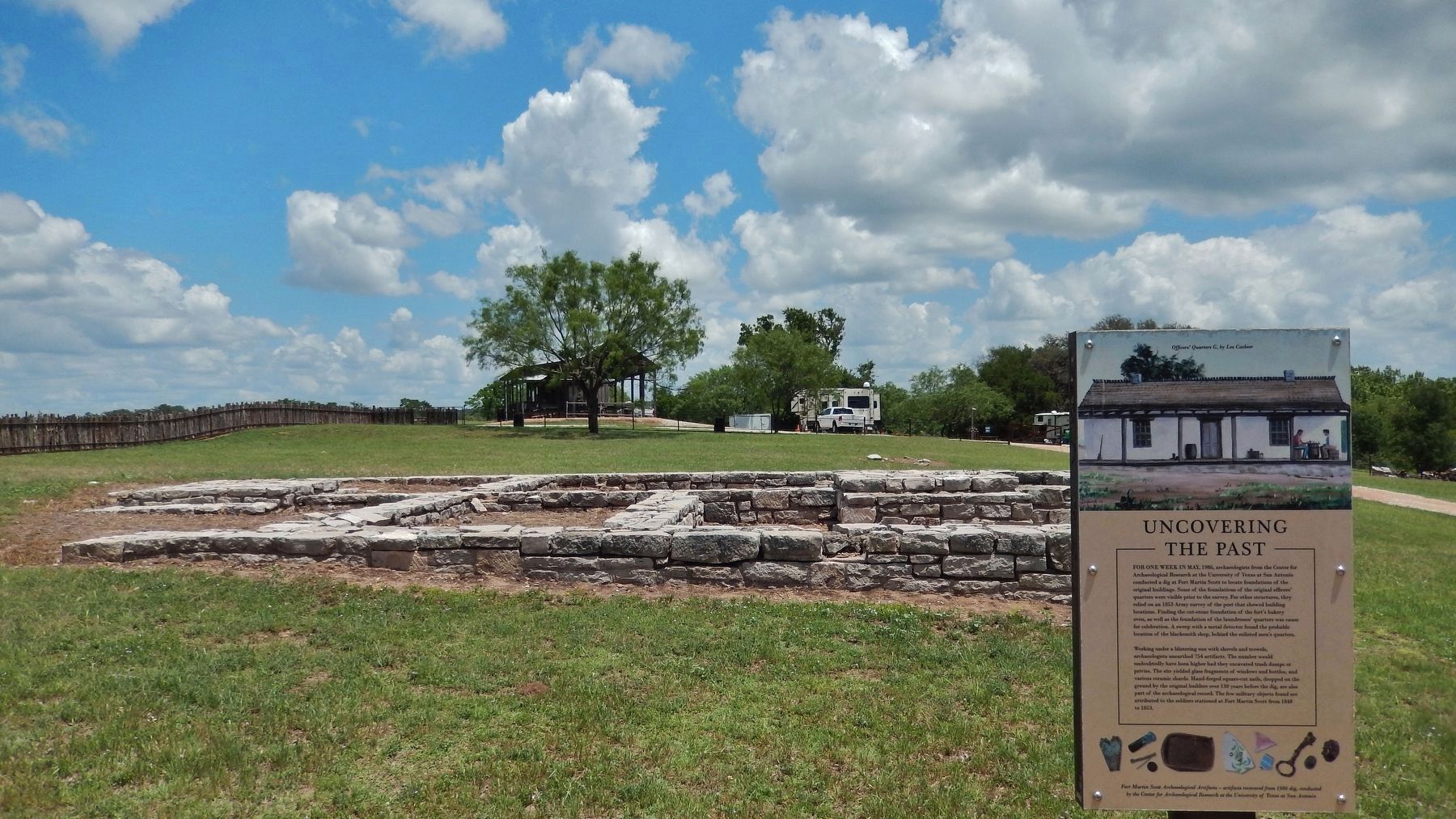 Uncovering the Past Marker (<i>wide view; foundation in background</i>) image. Click for full size.