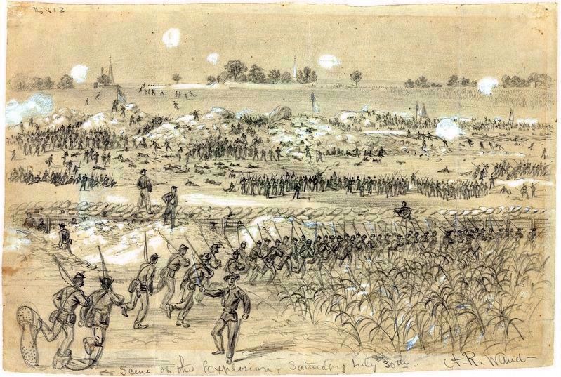Scene of the Explosion Saturday July 30th 1864<br>by Alfred R. Ward image. Click for full size.