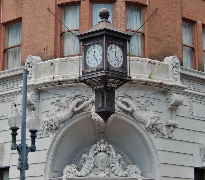 Whitney National Bank (<i>Poydras Street Branch - clock and beaux arts-style ornamentation</i>) image. Click for full size.