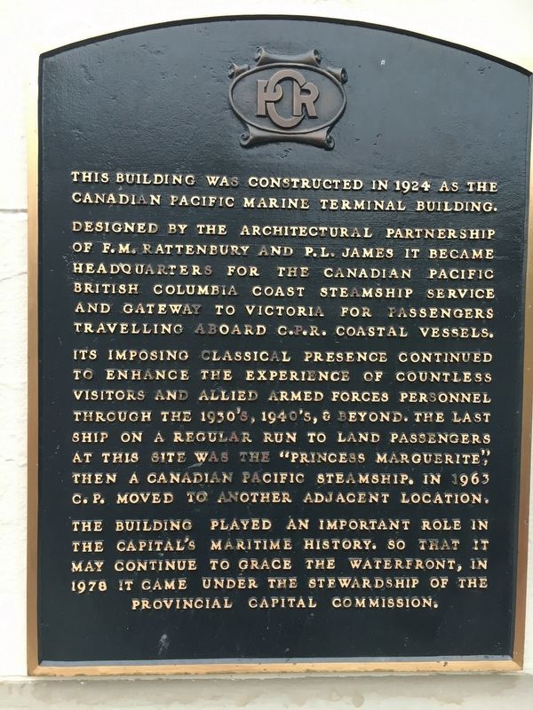 Canadian Pacific Marine Terminal Building Marker. Click for full size. Canadian Pacific Marine Terminal Building Marker image. Click for full size.
