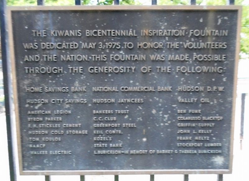 The Kiwanis Bicentennial Inspiration Fountain Marker image. Click for full size.