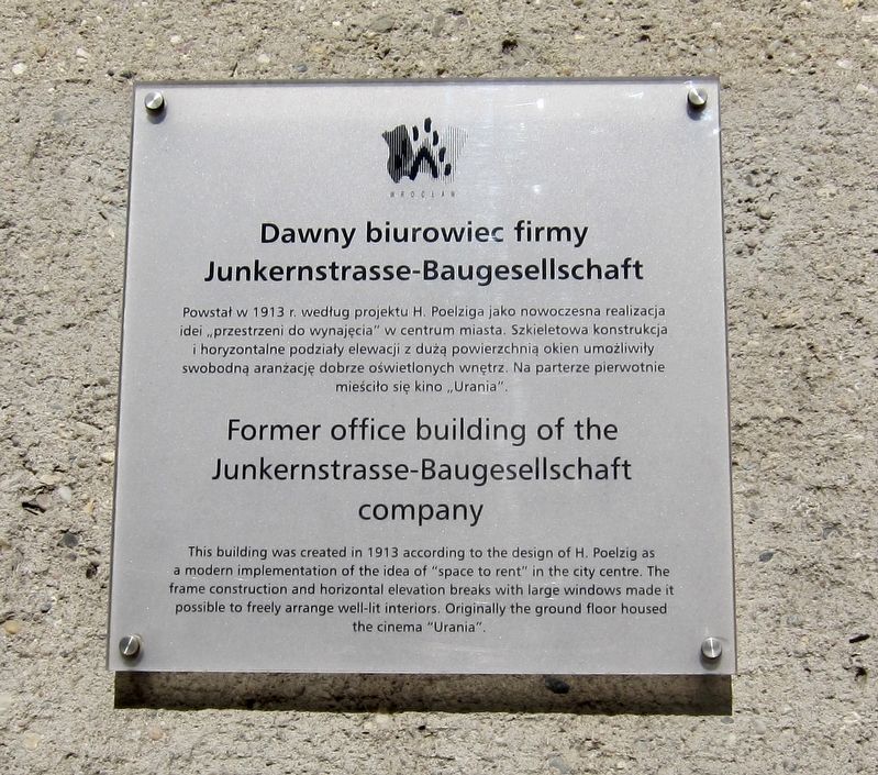 Former Office Building of the Junkernstrasse-Baugesellschaft Company Marker image. Click for full size.