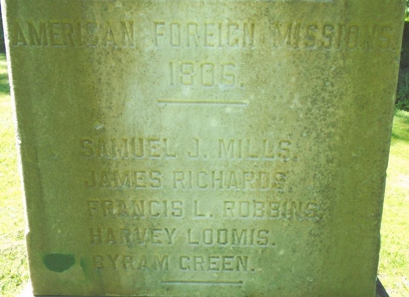 The Birthplace of American Foreign Missions Monument Detail image. Click for full size.