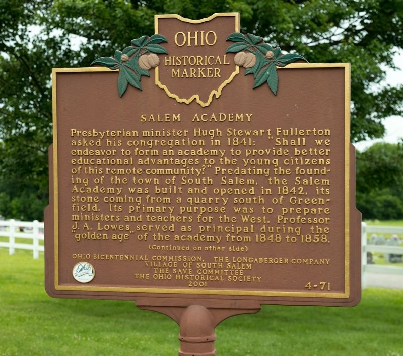 Salem Academy Marker, Side 1 image. Click for full size.
