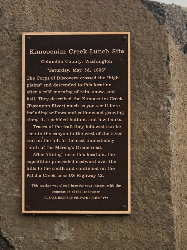 Kimooenim Creek Lunch Site Marker image. Click for full size.