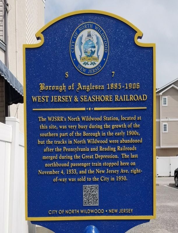 West Jersey and Seashore Railroad Marker image. Click for full size.